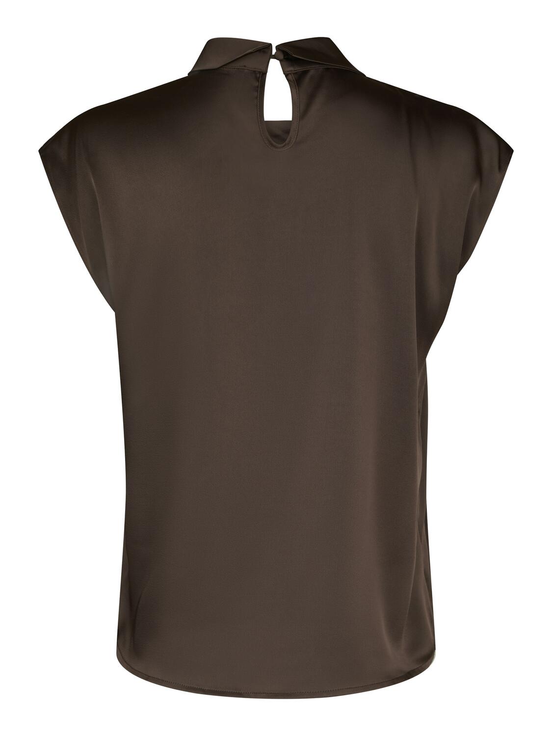 Fleur Drapy Satin bluse - Dark Brown